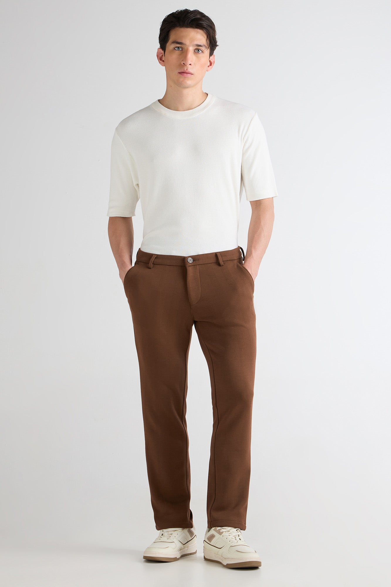 Rust Striped Jacquard Trousers