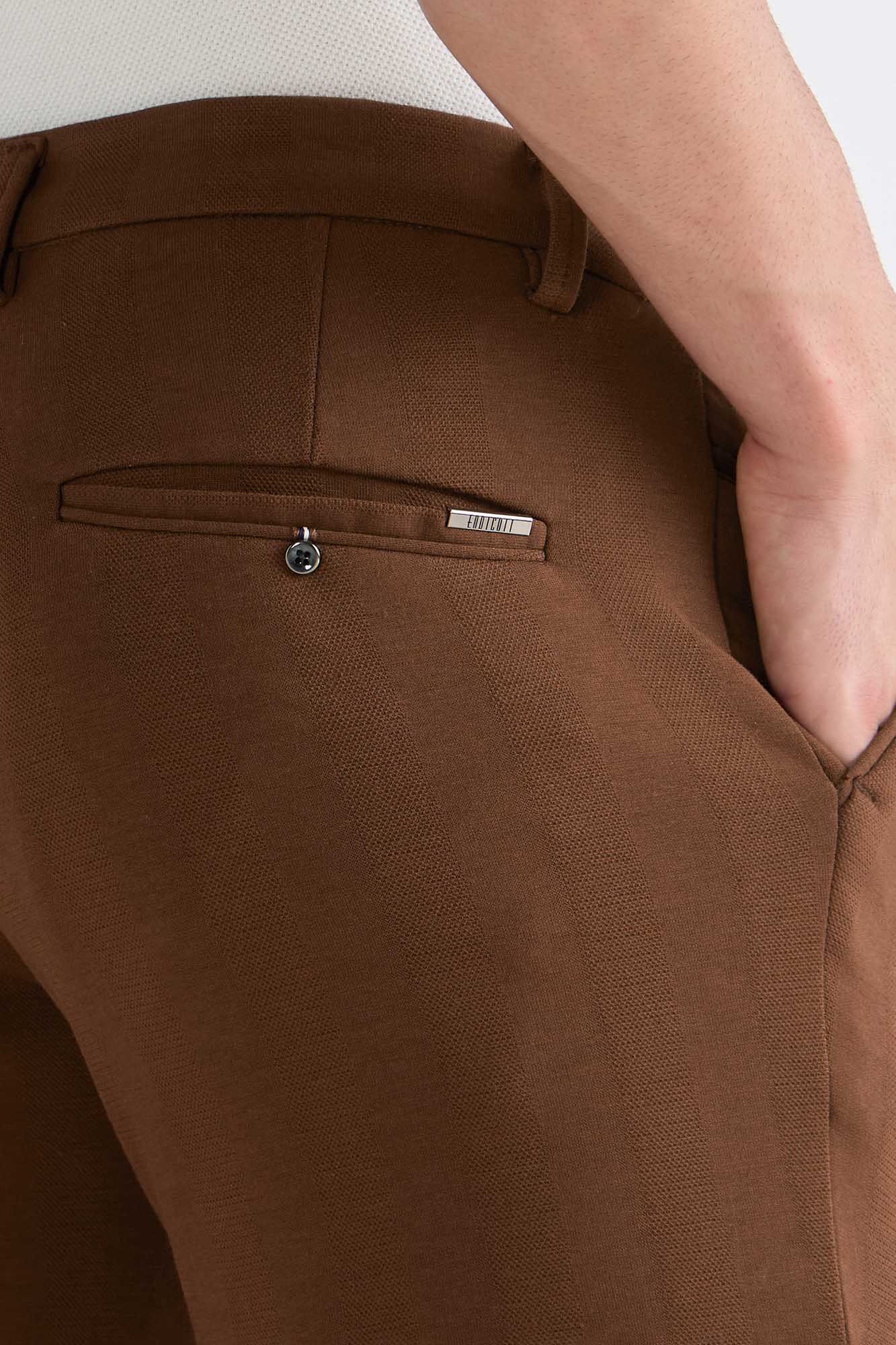 Rust Striped Jacquard Trousers