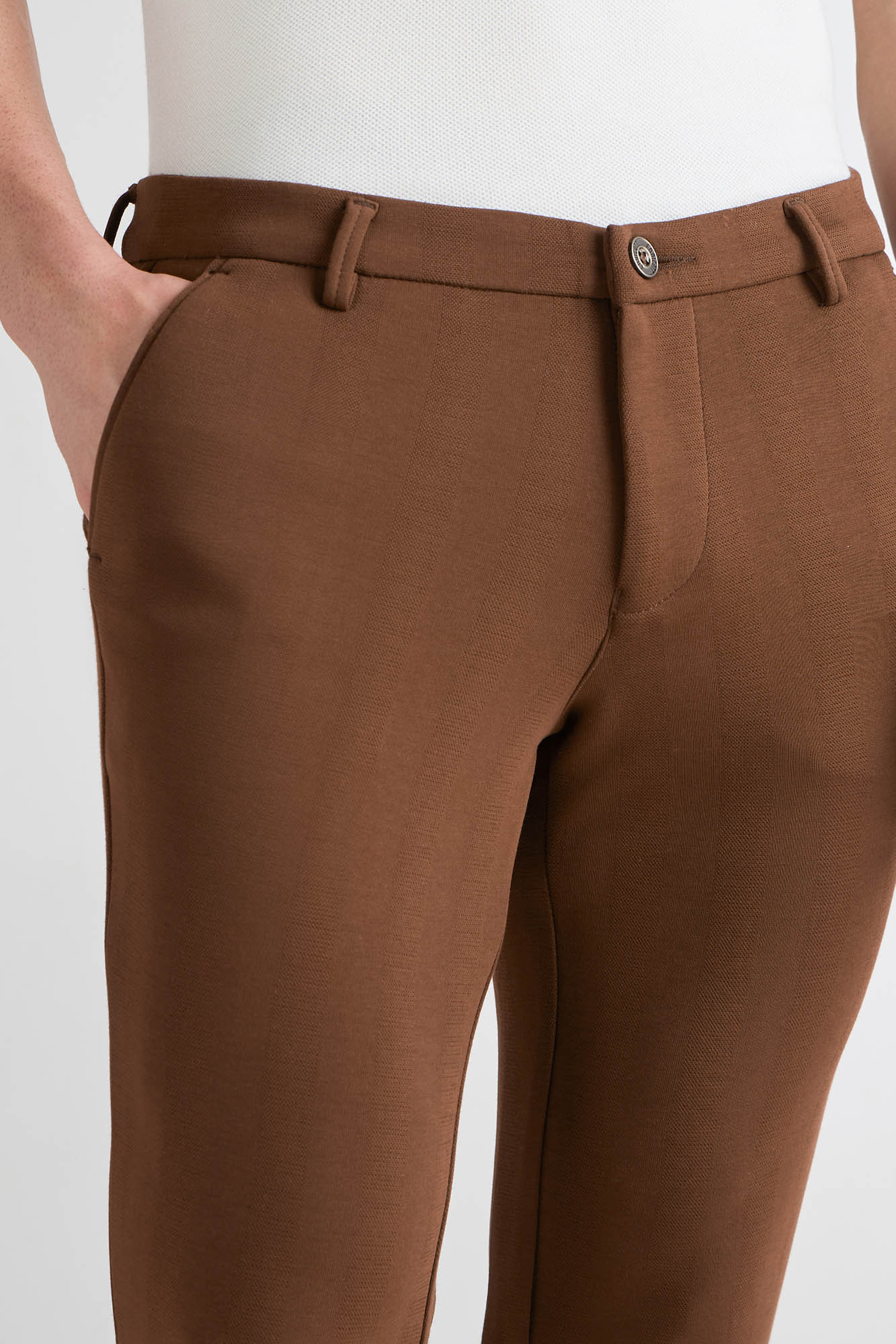 Rust Striped Jacquard Trousers
