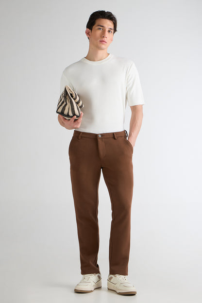 Rust Striped Jacquard Trousers
