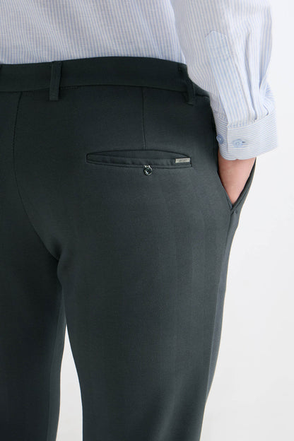 Grey Striped Jacquard Trousers