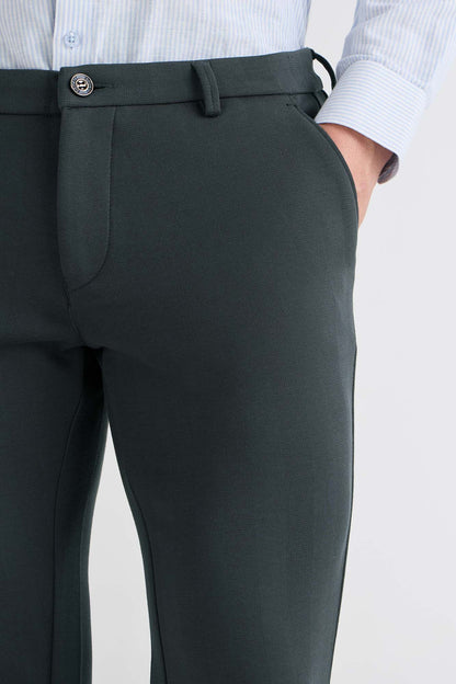 Grey Striped Jacquard Trousers