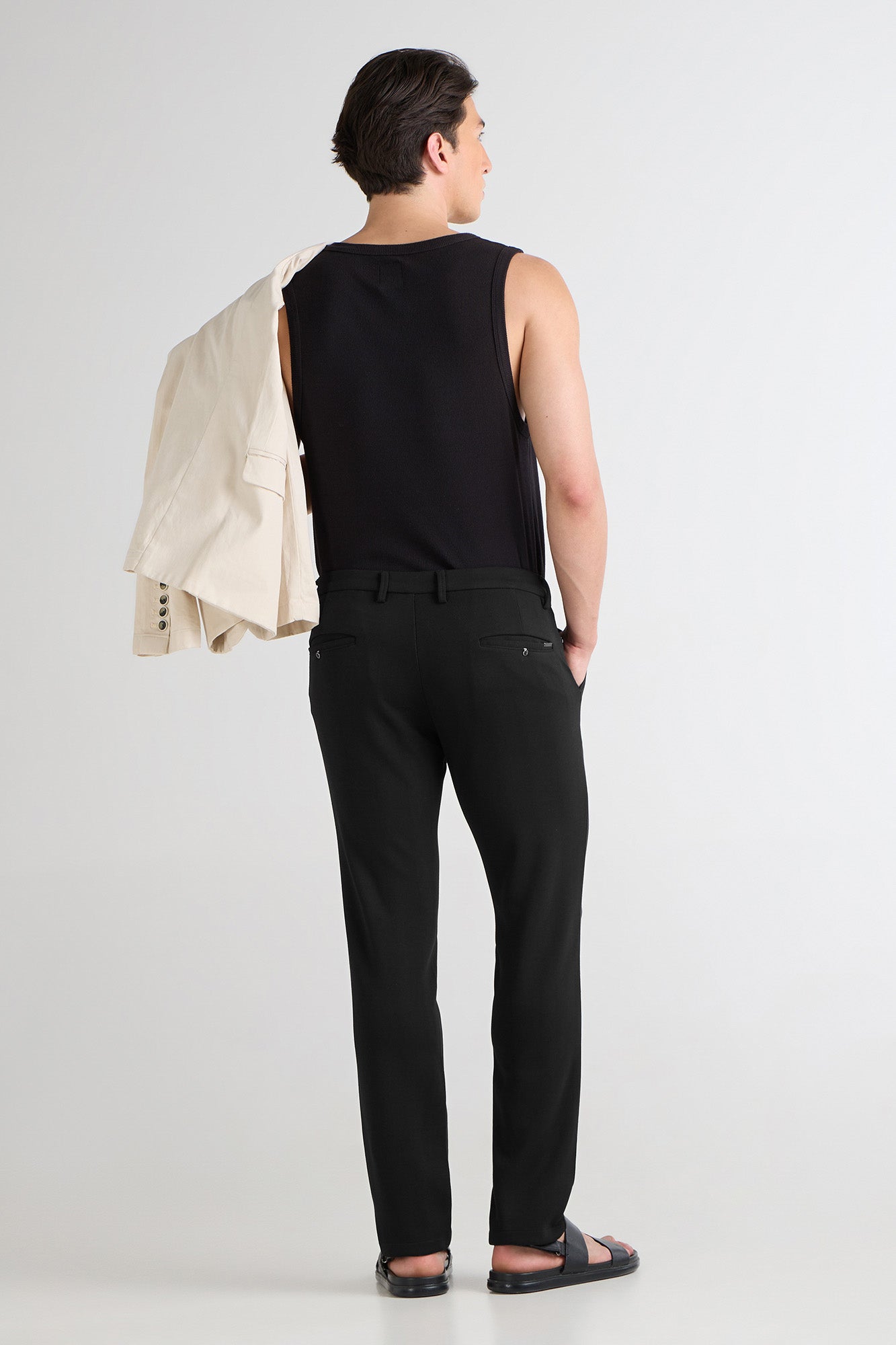 Black Striped Jacquard Trousers