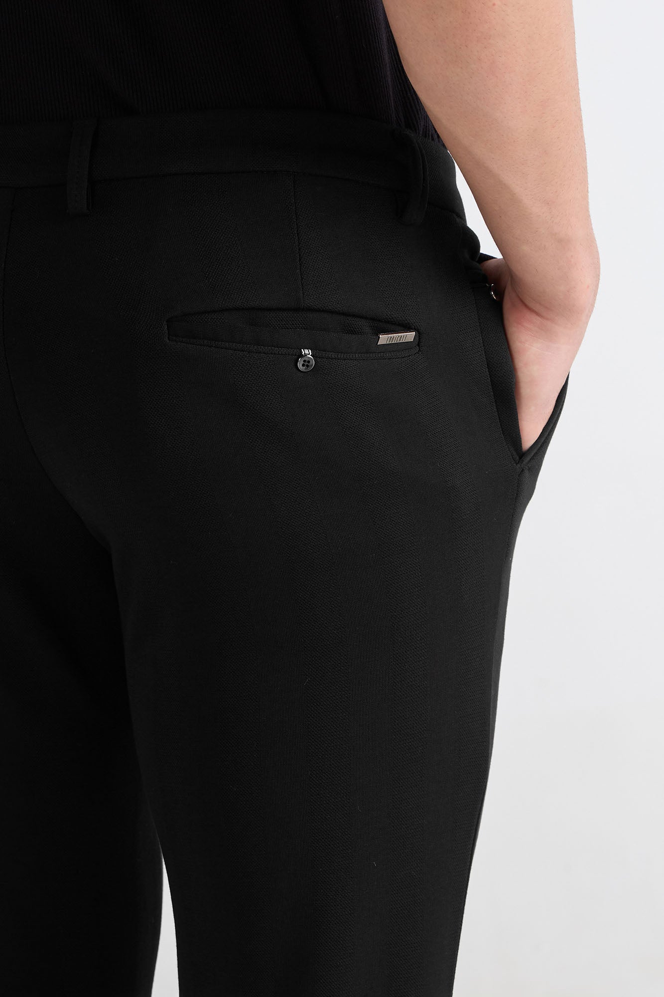 Black Striped Jacquard Trousers