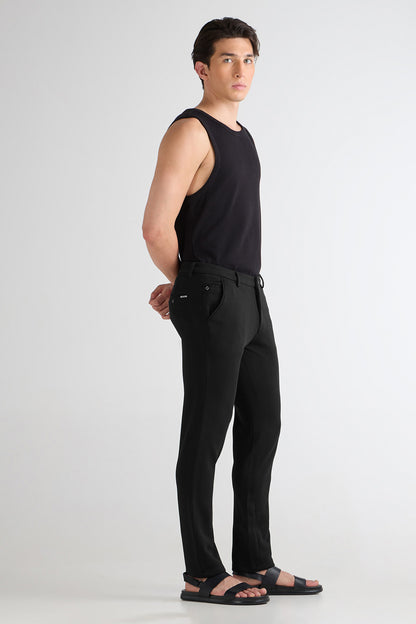 Black Striped Jacquard Trousers