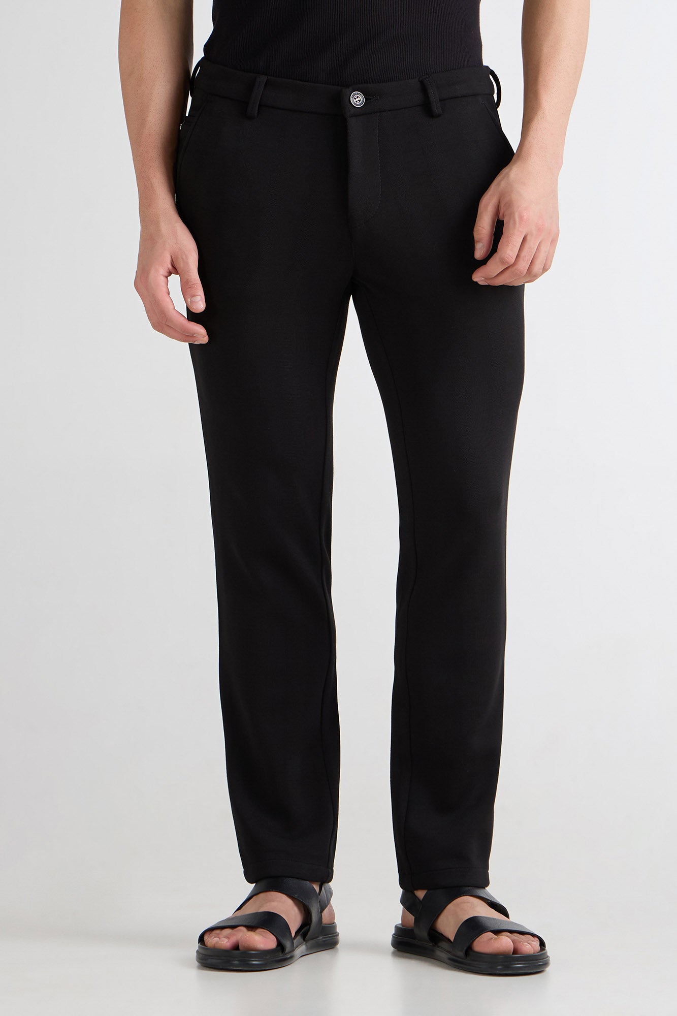Black Striped Jacquard Trousers