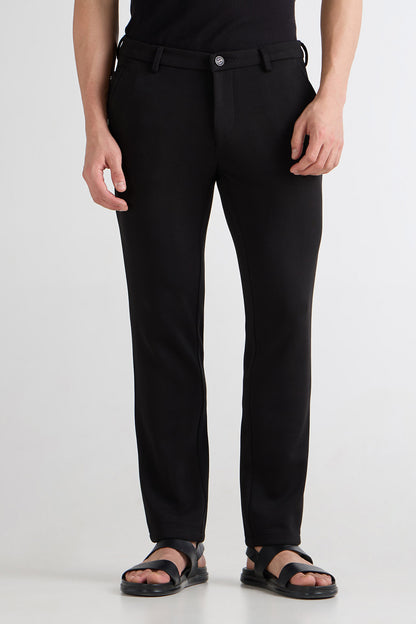 Black Striped Jacquard Trousers