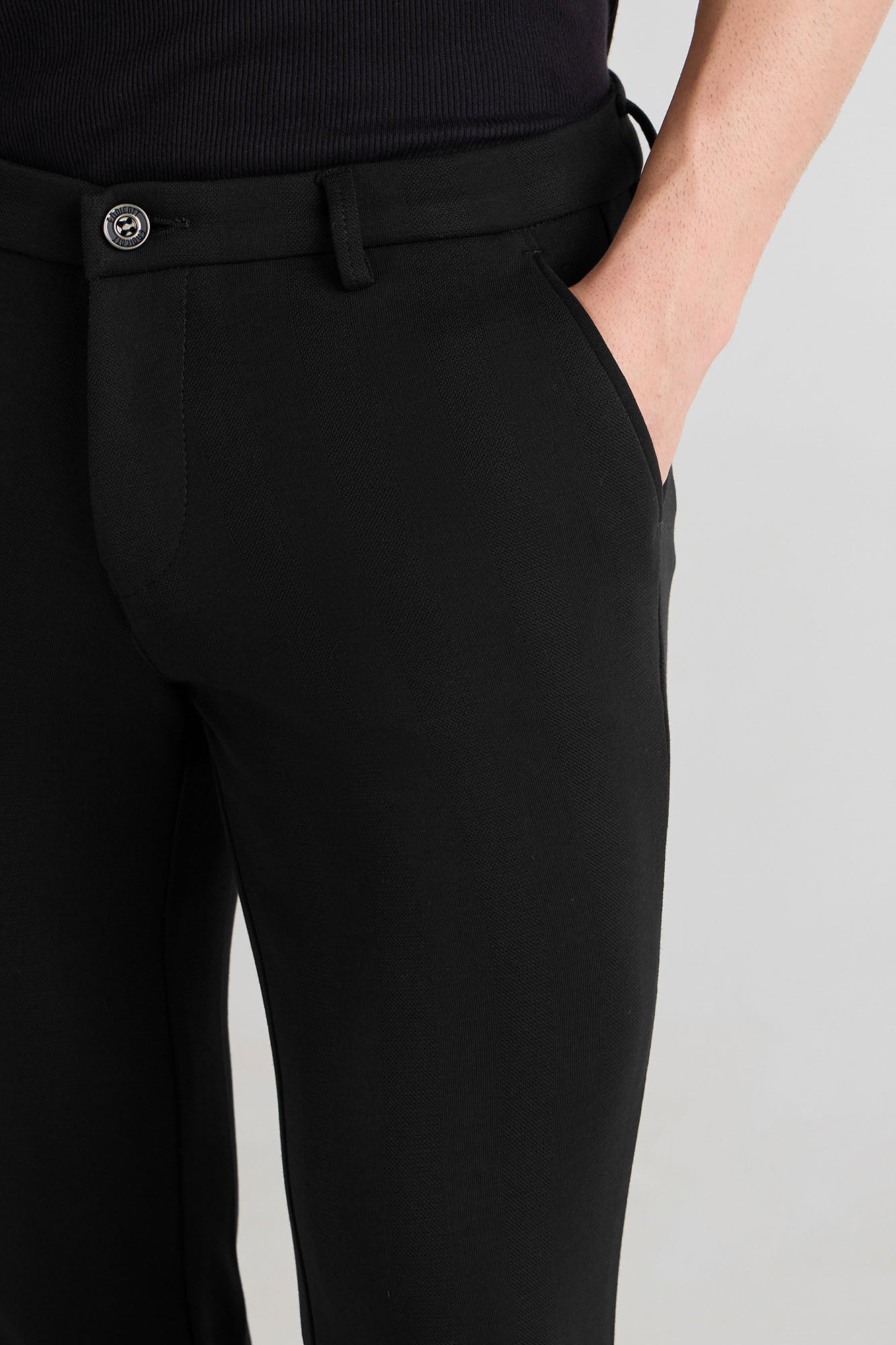 Black Striped Jacquard Trousers