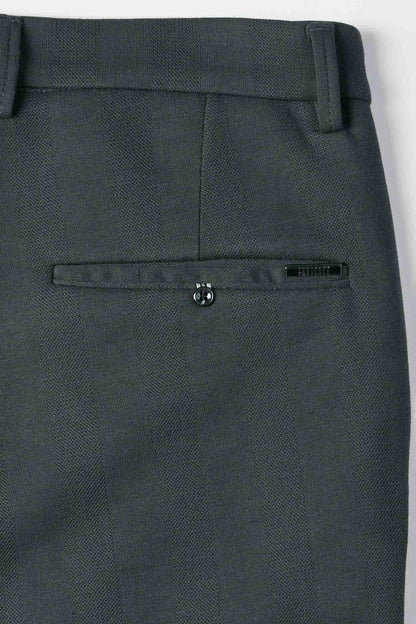 Grey Striped Jacquard Trousers