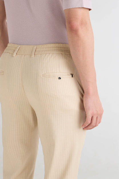 Natural Striped Cotton Linen Pant
