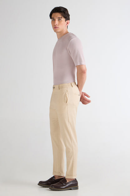 Natural Striped Cotton Linen Pant