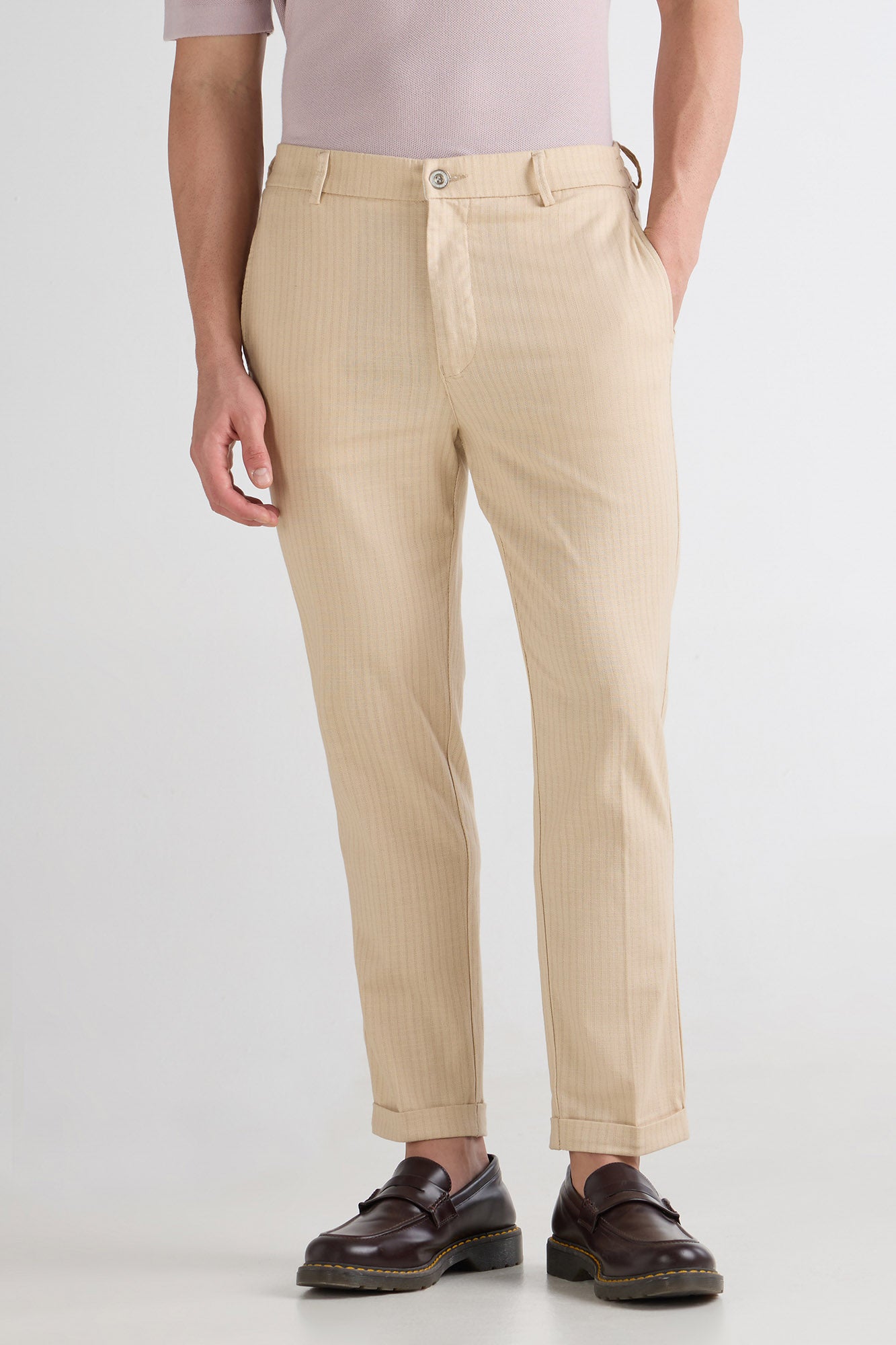 Natural Striped Cotton Linen Pant