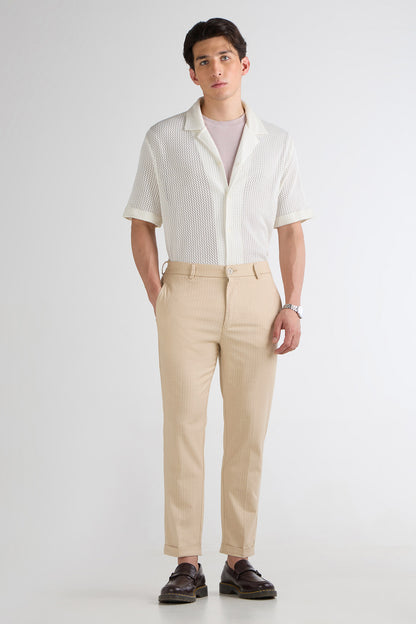 Natural Striped Cotton Linen Pant