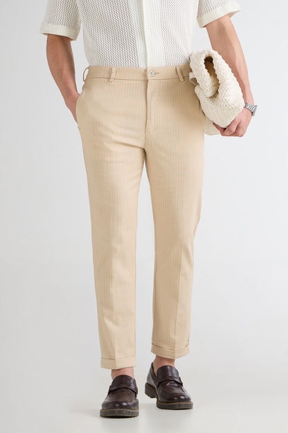 Natural Striped Cotton Linen Pant