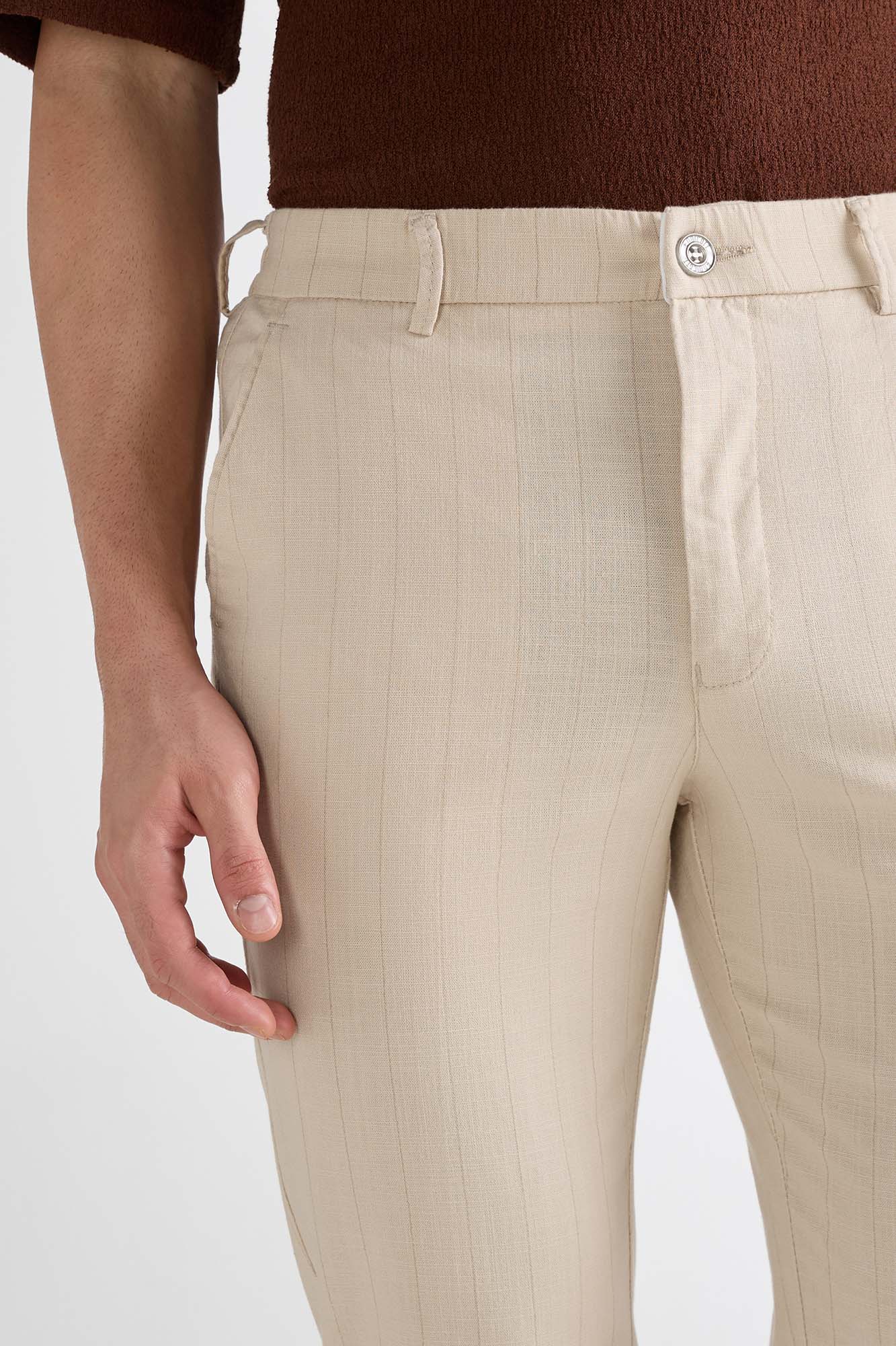 Earthy Striped Linen Pants