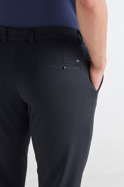 Navy Slate Checkered Grid Trouser