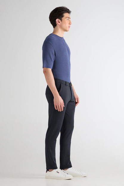 Navy Slate Checkered Grid Trouser