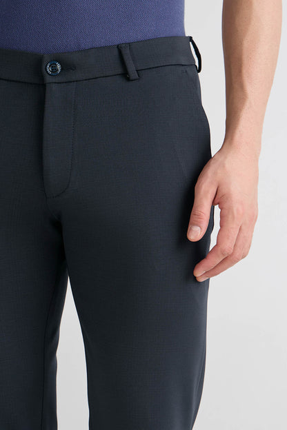 Navy Slate Checkered Grid Trouser